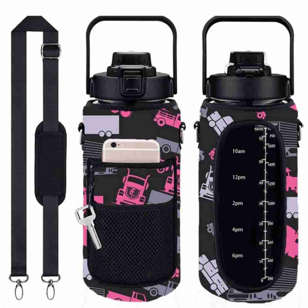 trucker camo hot pink travel water bottle