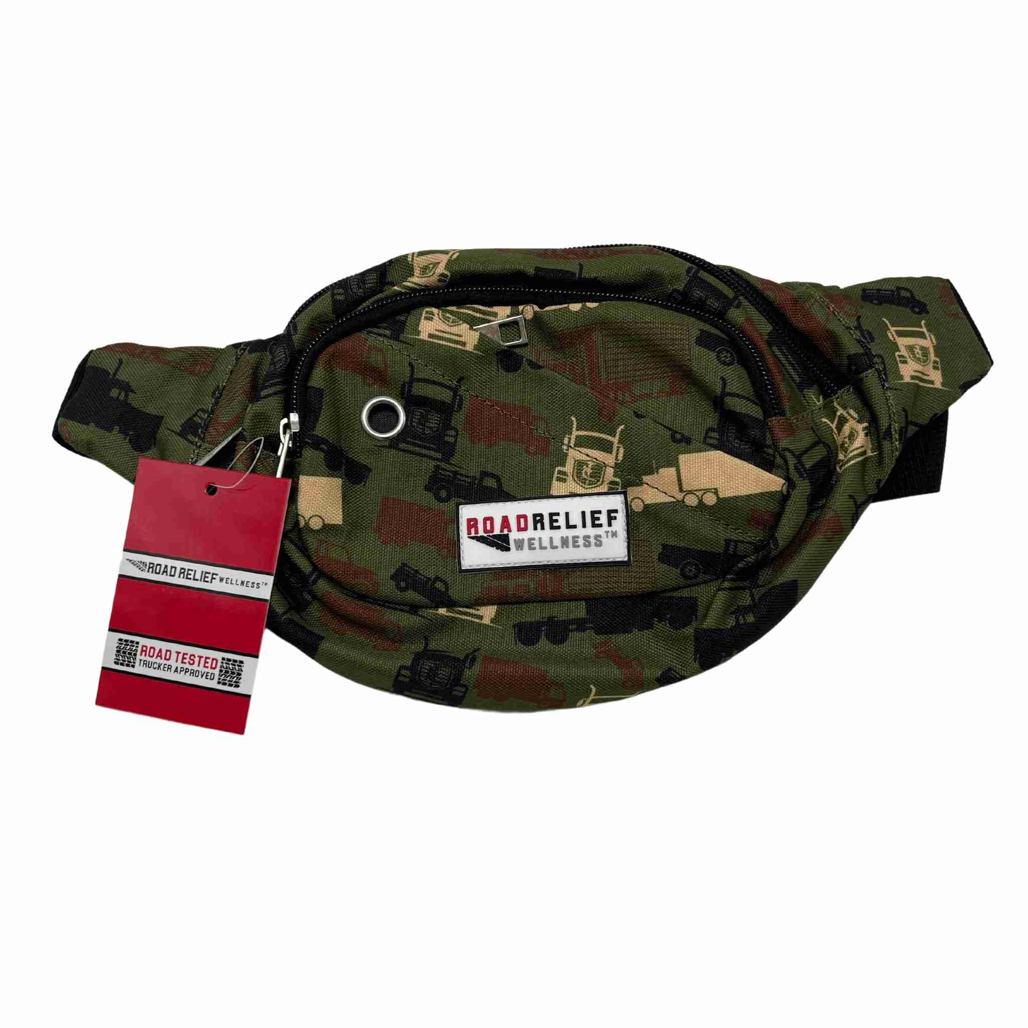 Trucker Camo® Army Green Travel Belt Bag Product Image Road Relief Wellness Product