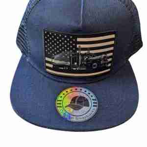 Sepia-Toned Semi Truck American Flag Patch Hat – Patriotic Pride