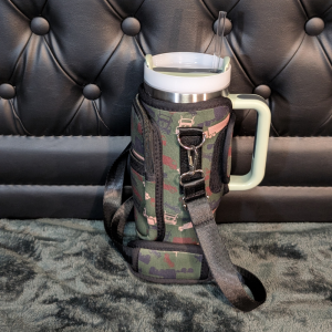 40 oz Army Green Insulated Tumbler with Handle, & Straw – Leakproof Stainless Steel Travel Cup
