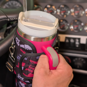 40 oz Hot Pink Insulated Tumbler with Handle, & Straw – Leakproof Stainless Steel Travel Cup