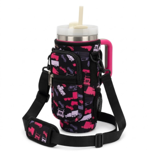 40 oz Hot Pink Insulated Tumbler with Handle, & Straw – Leakproof Stainless Steel Travel Cup